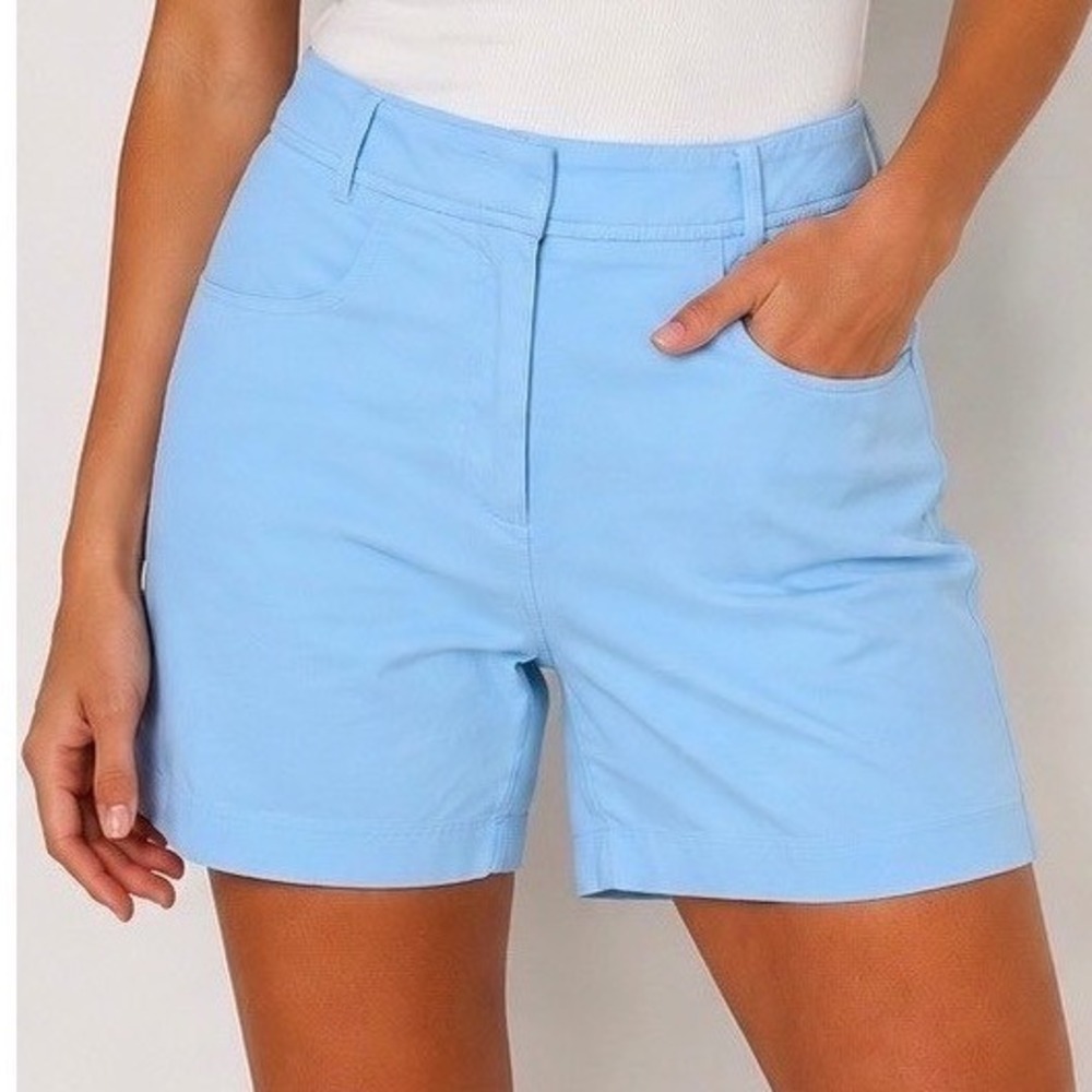 Talbots Perfect Short 12 Light Blue Cotton Stretch Bermuda Summer Casual Shorts